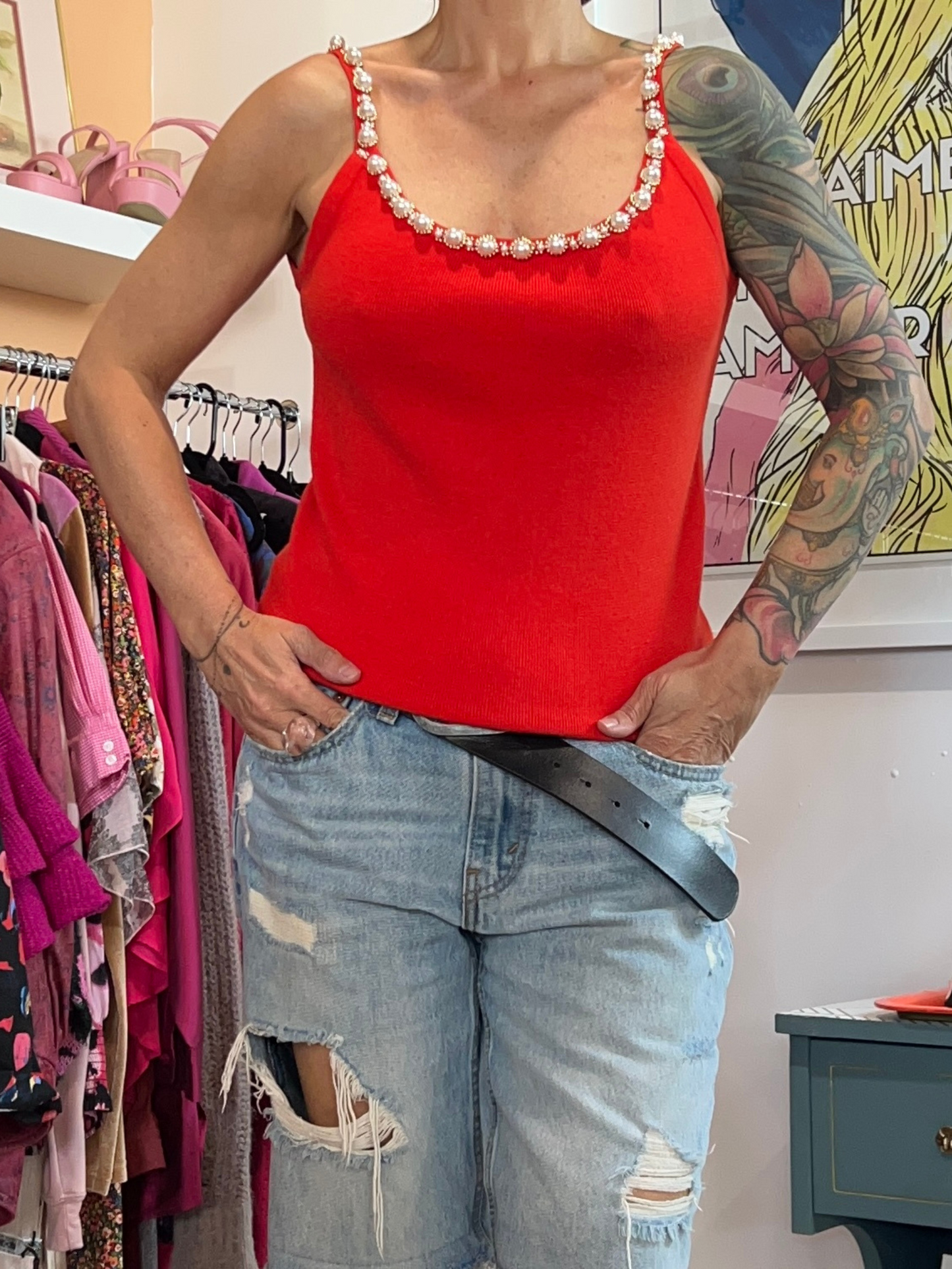 Camisole vintage à perle