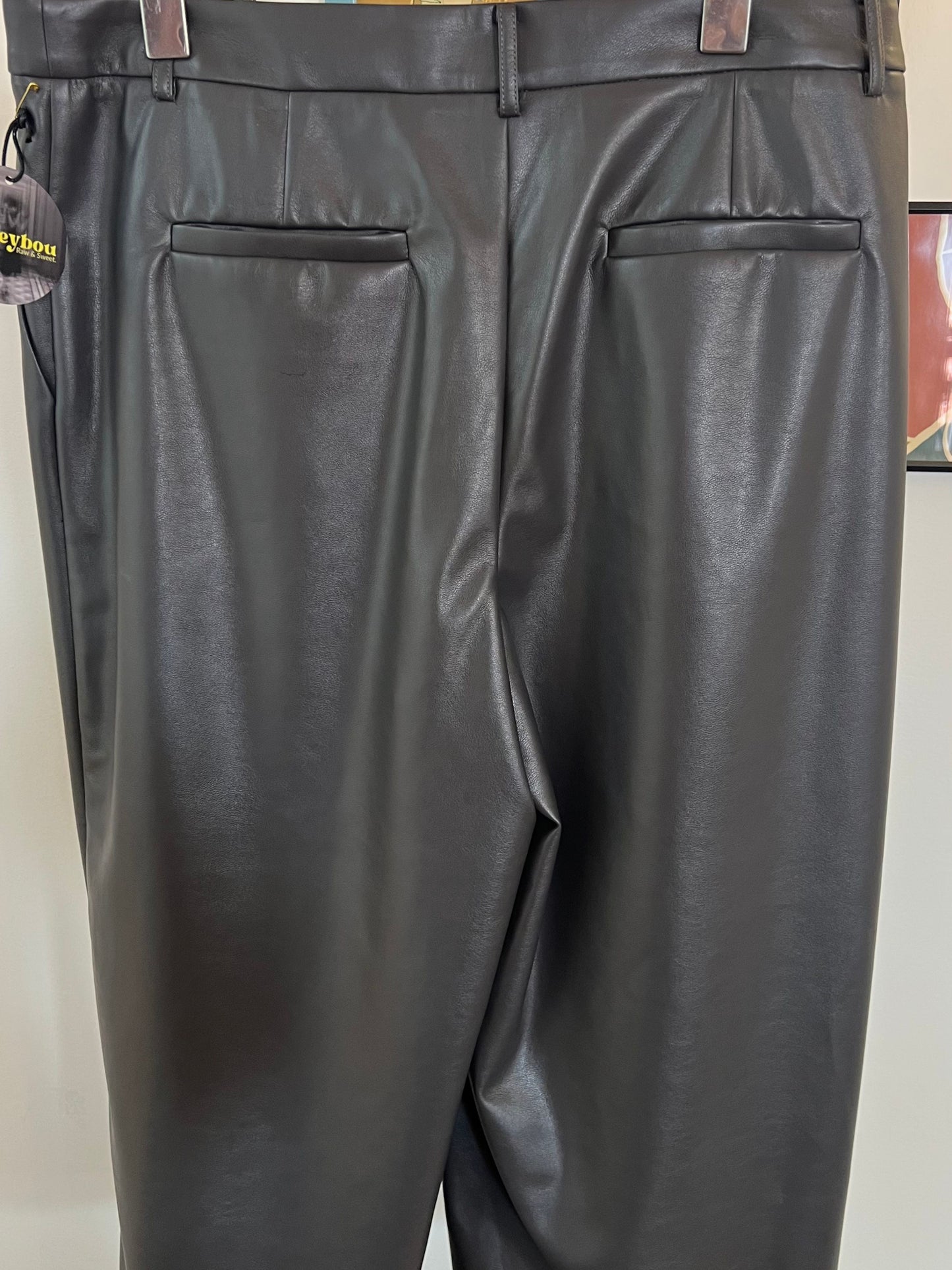 Pantalons large 7/8 simili cuire